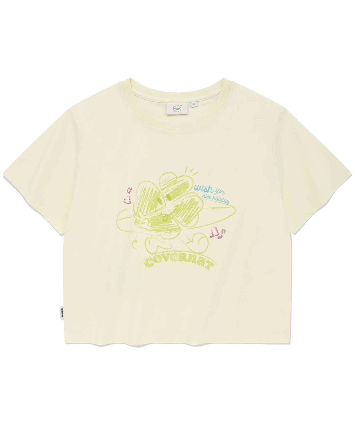커버낫 우먼(COVERNAT WOMAN) 우먼 두들 클로버하트 티셔츠 Light Lime