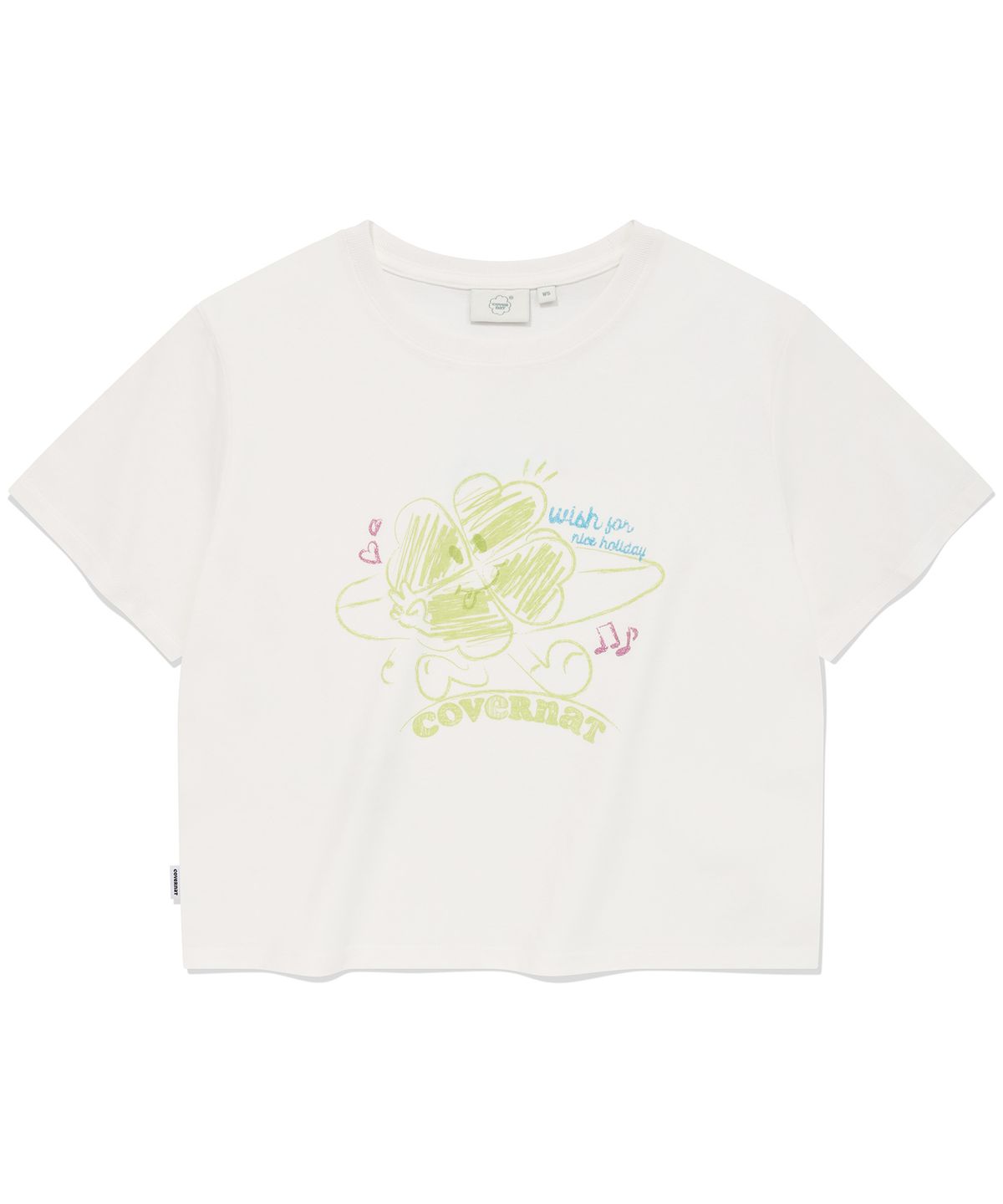 커버낫 우먼(COVERNAT WOMAN) 우먼 두들 클로버하트 티셔츠 White