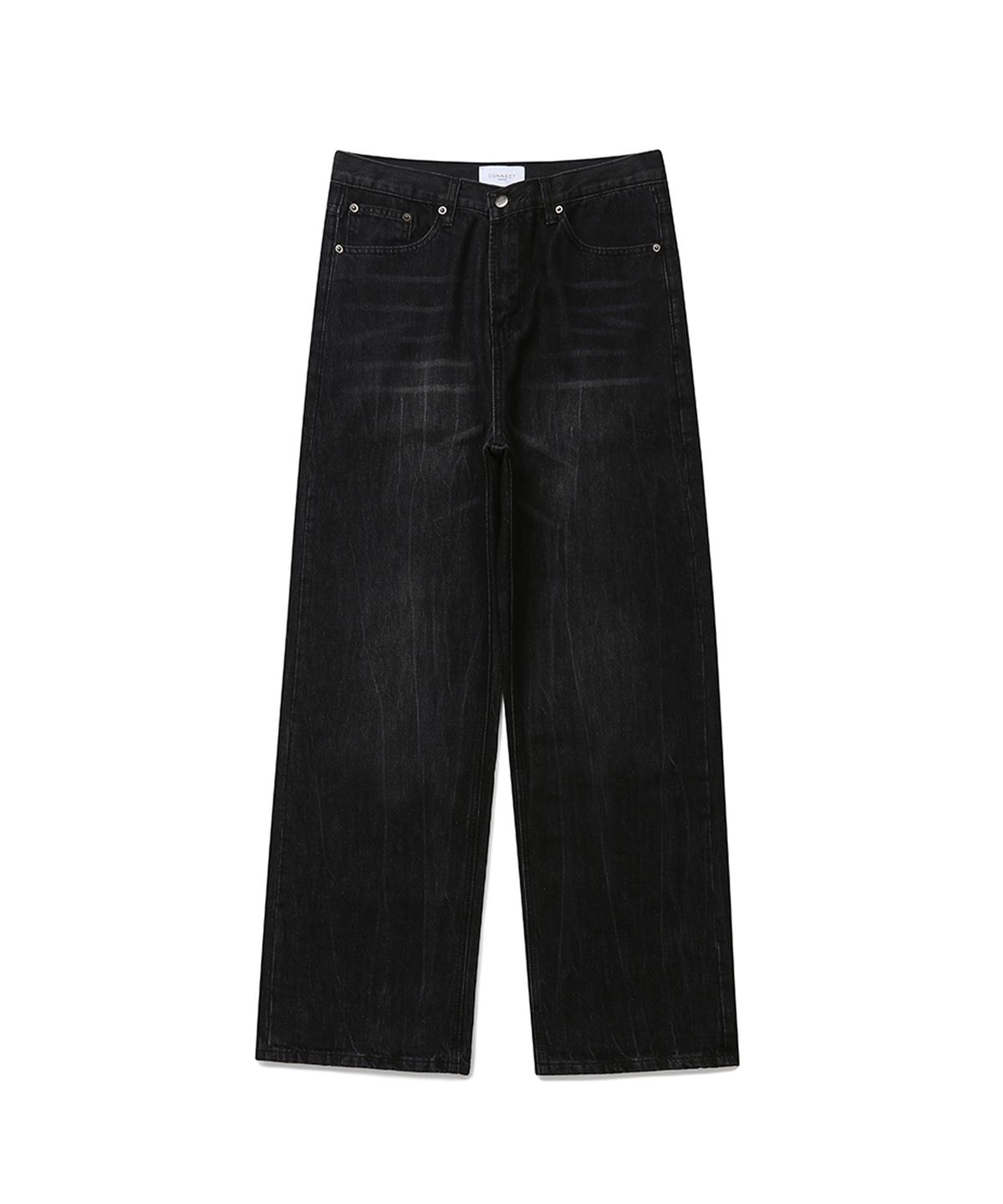 커넥트킨록(CONNECT KINLOCH) 와이드 크랙 워싱 데님팬츠 (다크 그레이)