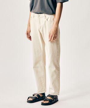 크롭 스트레이트 데님팬츠 (크림)