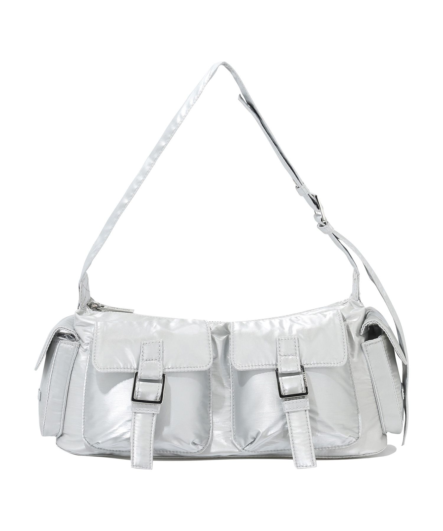 ★COVERNAT WOMAN★ Cloverheart glossy cylindrical bag silver MUSINSA | COVERNAT WOMAN Clover Heart Glossy Two Pocket