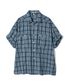 링클 체크 박시 오버핏 롤업 하프 셔츠 블루