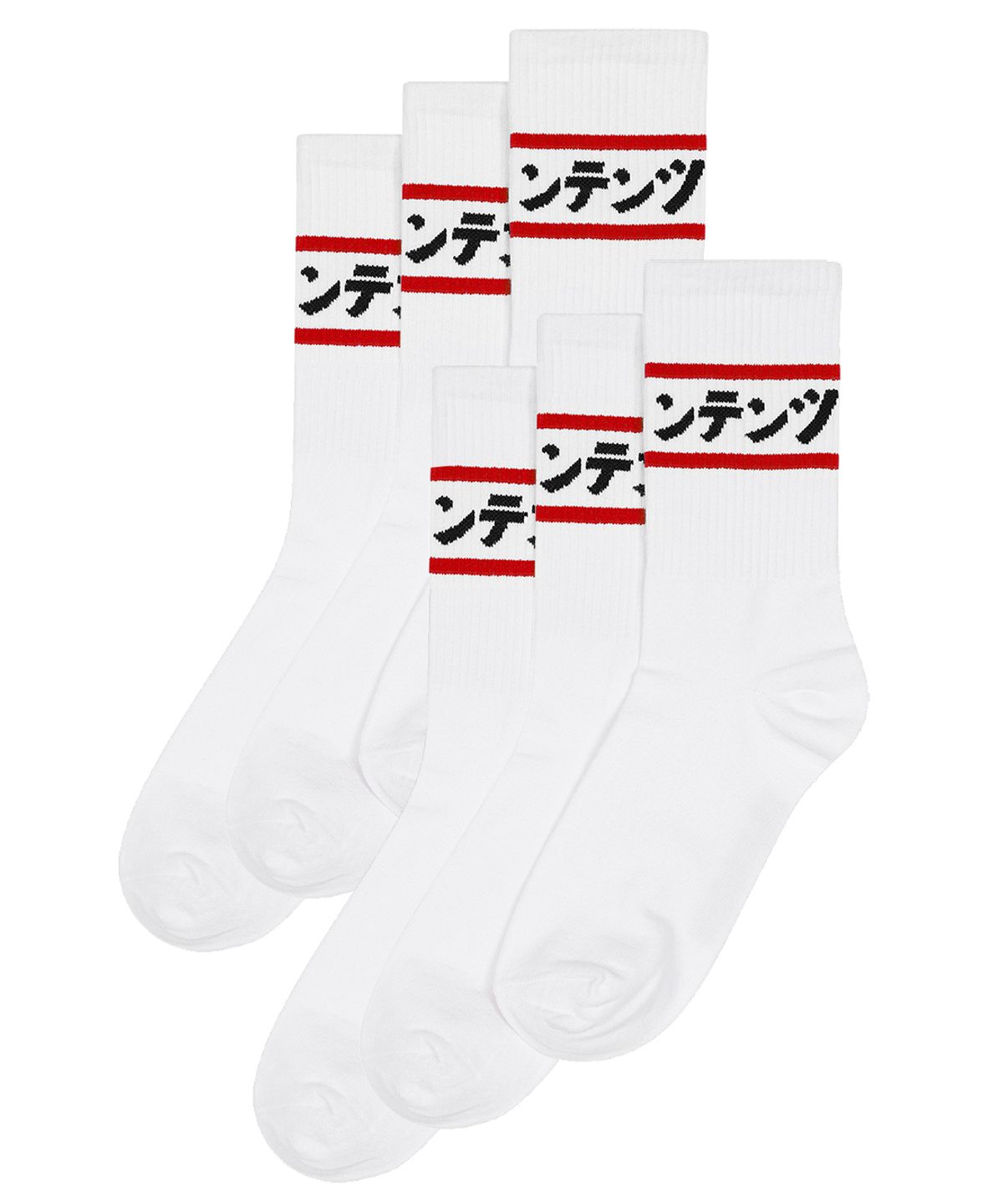 리플레이컨테이너(REPLAY CONTAINER) [6PACK] red line socks (white)