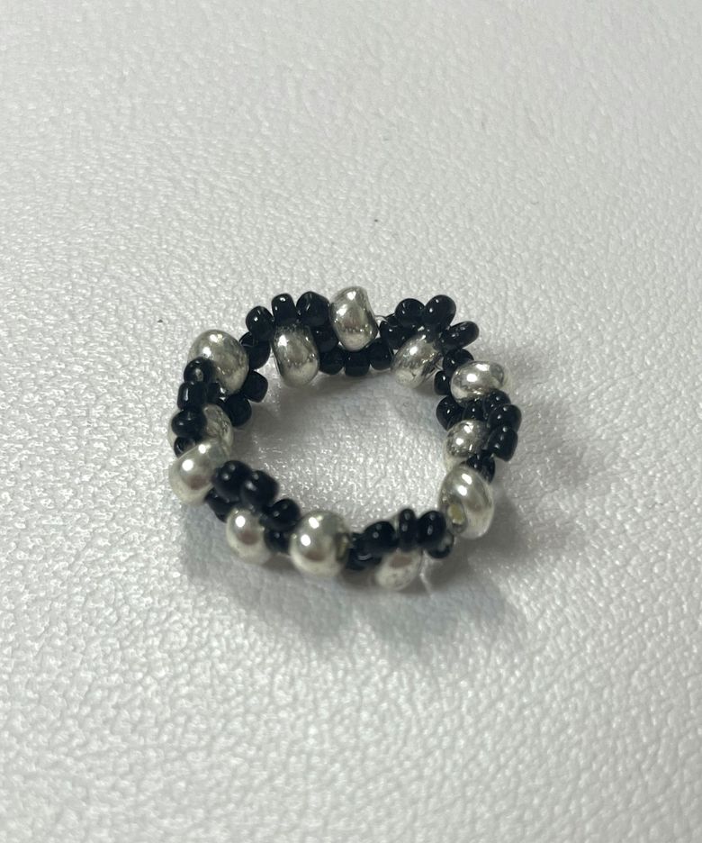 Twist shining beads rings (black)