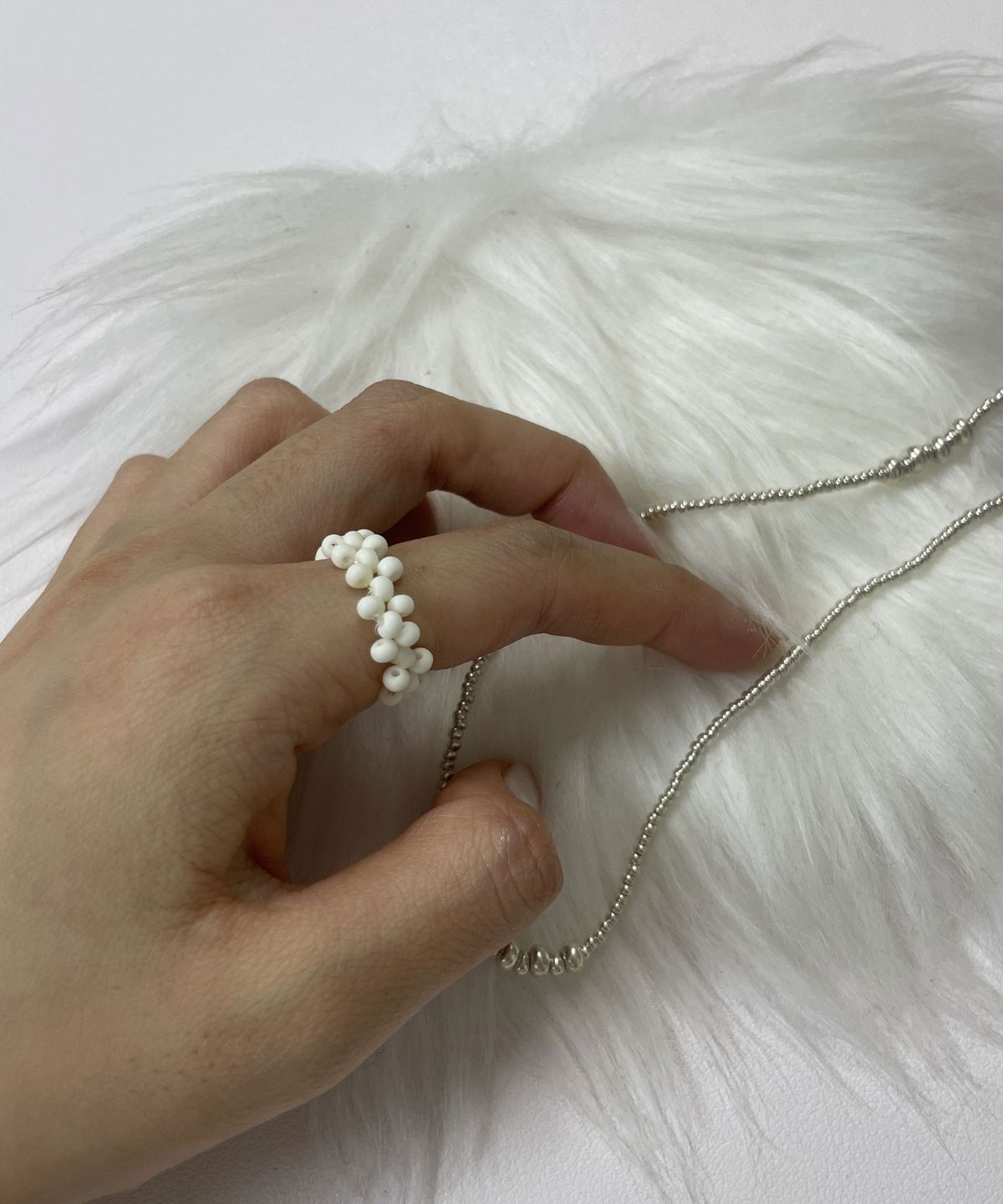 딜라이디(DELIDI) White marshmallow beads ring