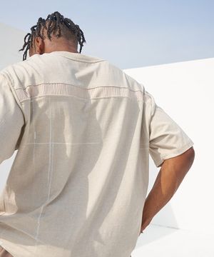 Pigment Back Point Printed Boxy T-Beige