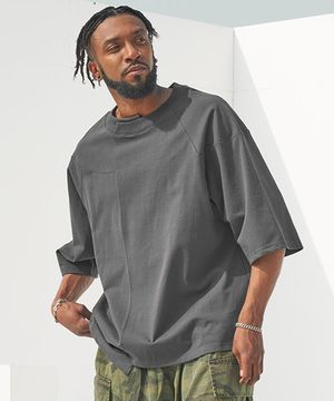 Unbalanced Neck Boxy T-Charcoal