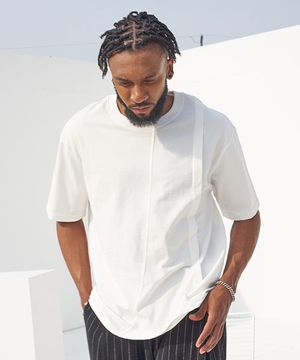 pintuck wrinkle box T-White