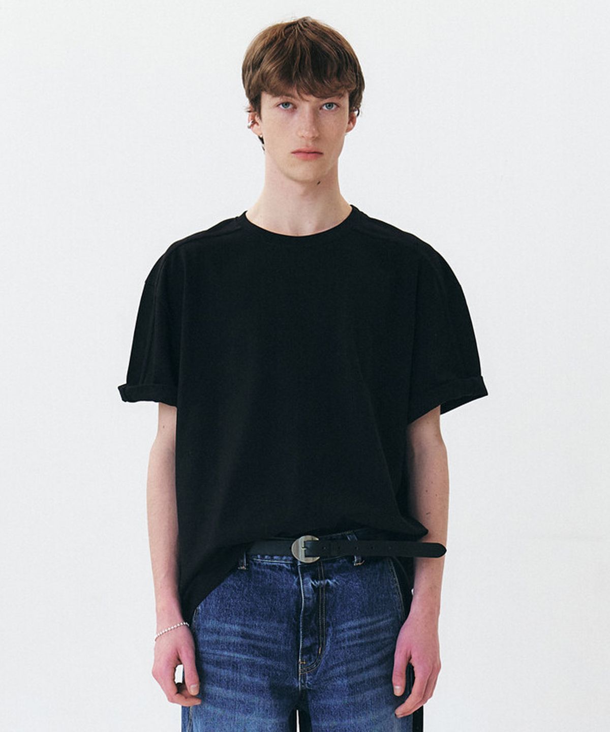 윈더(WINDER) BINDING COTTON T-SHIRTS - BLACK