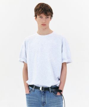 BINDING COTTON T-SHIRTS - MELANGE GREY