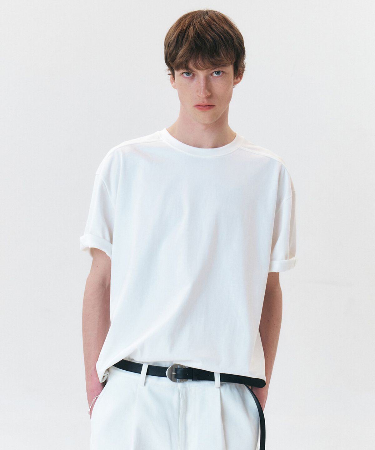 윈더(WINDER) BINDING COTTON T-SHIRTS - OFF WHITE
