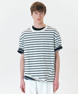 STRIPE TWISTED T-SHIRTS - MINT IVORY