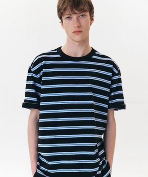 STRIPE TWISTED T-SHIRTS - BLUE BLACK
