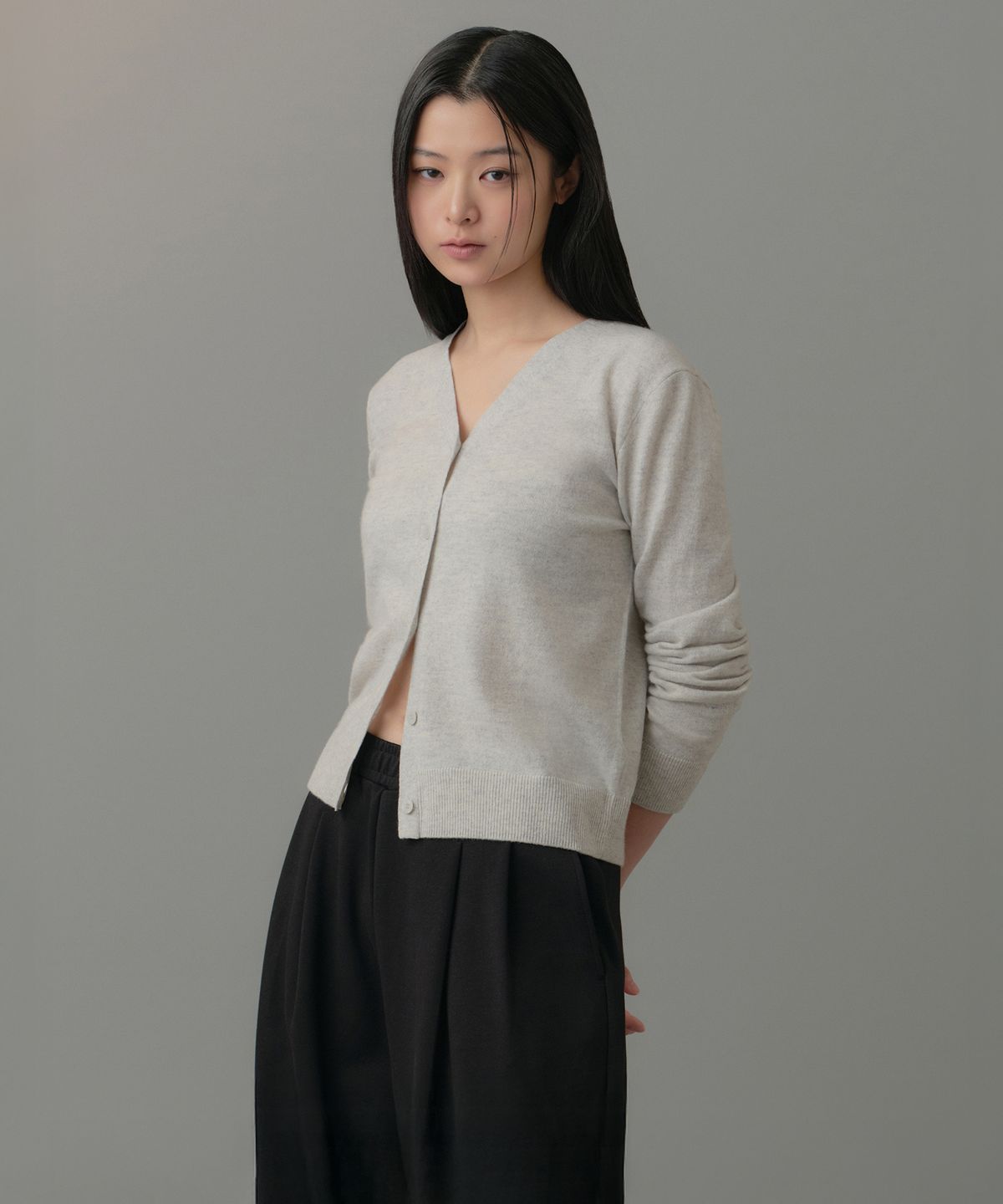 무신사 스탠다드 우먼(MUSINSA STANDARD WOMAN) 우먼즈 램스울 가디건 [멜란지 라이트 그레이]