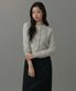 우먼즈 램스울 라운드 넥 크롭 가디건 [멜란지 라이트 그레이]