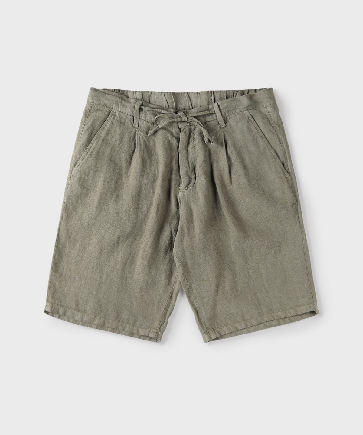 빠니깔레(PANICALE) 카키 워시드 리넨 버뮤다 쇼츠