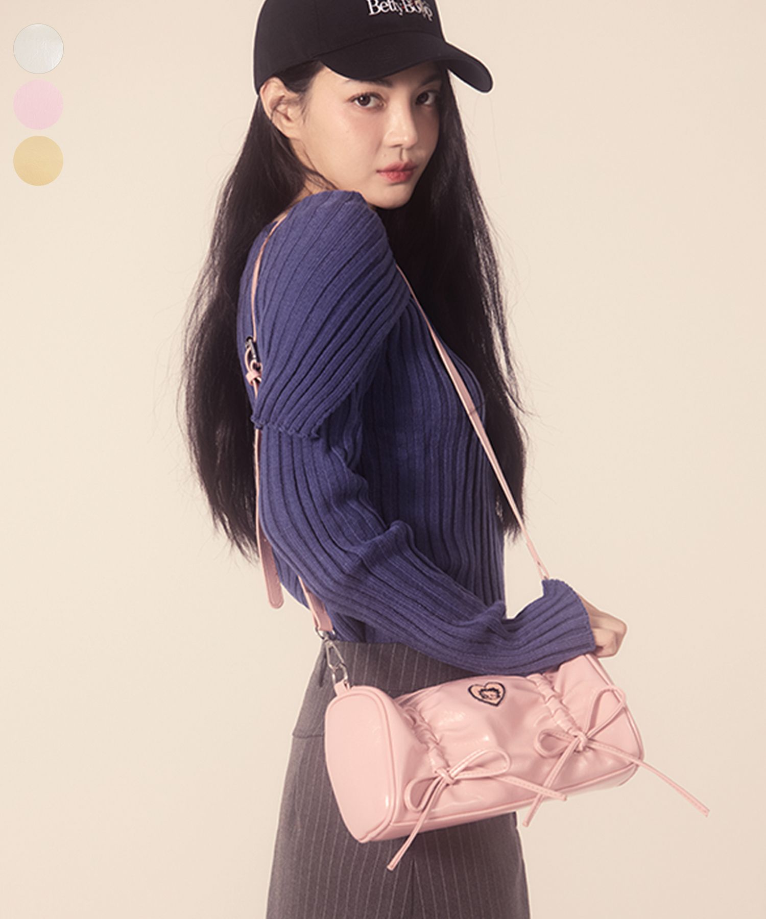 ショルダーバッグ・ポシェット [ULKIN CANVAS]Bettyboop Leather String Shirring Shoulder Bag Designer fashion, Seoul-fully created | W Concept