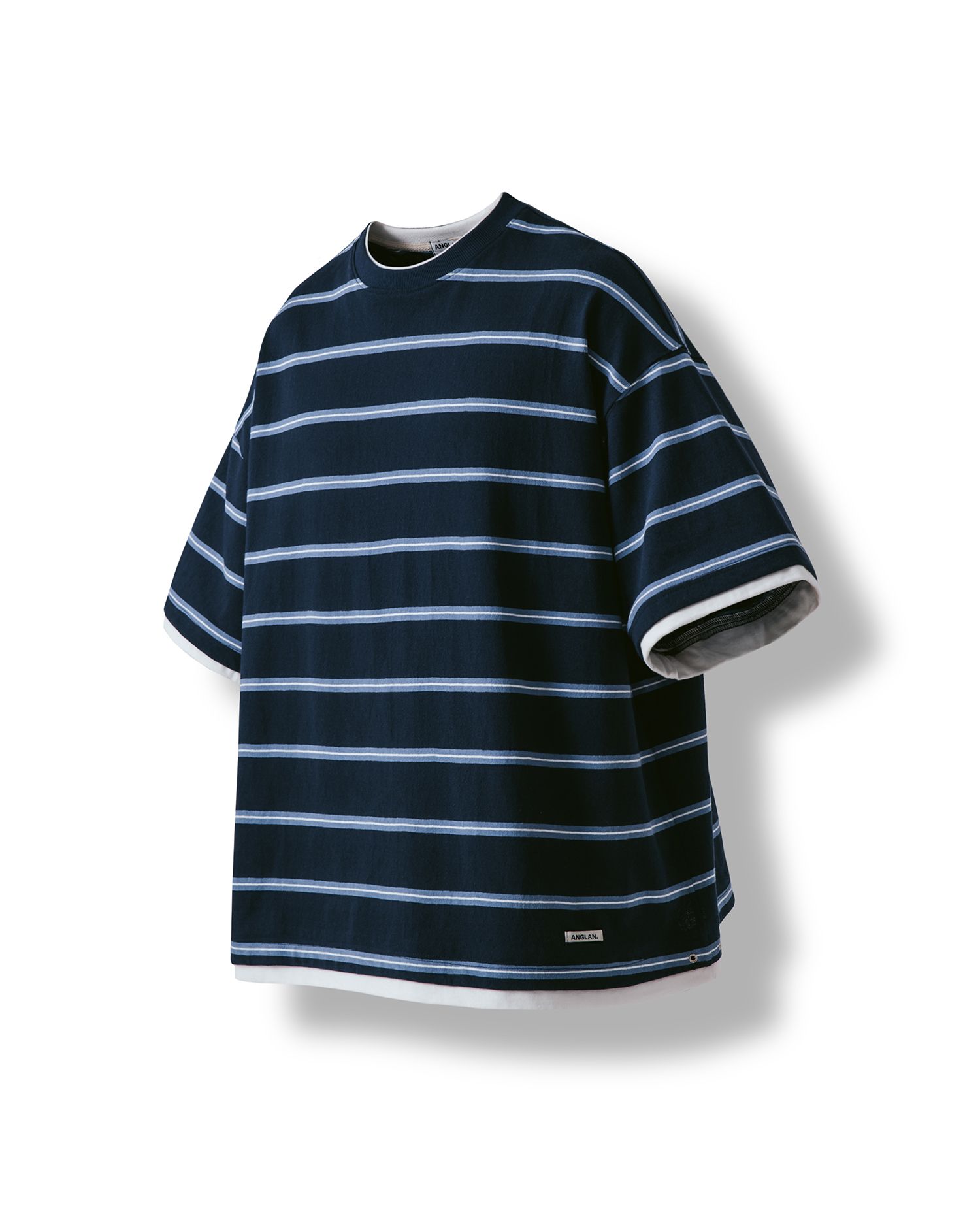 【ANGLAN】24SS★ [AG] Stripe Layering Half Tee MUSINSA | ANGLAN Stripe Layering Half Tee - Navy