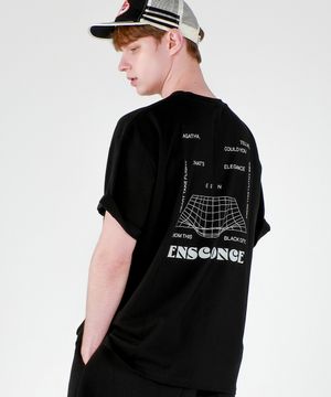빅 그리드 아트웍 오버핏 티셔츠 블랙