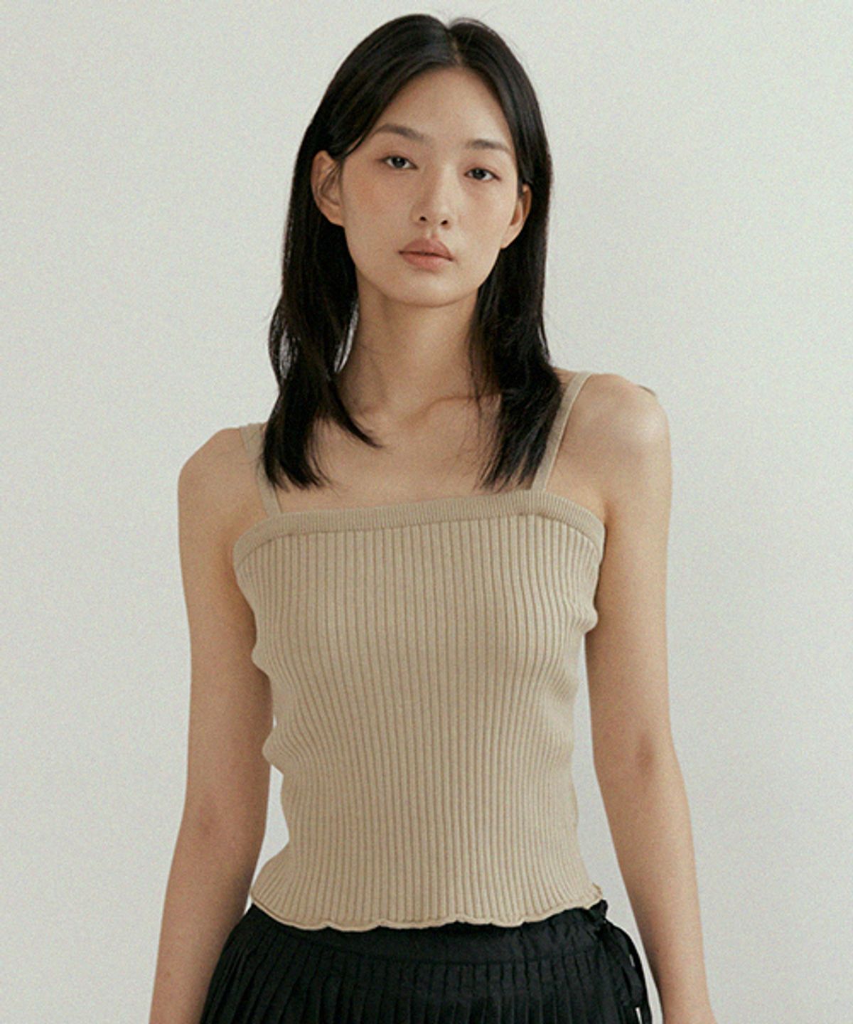 링서울(LINGSEOUL) ribbed bustier knit-khaki