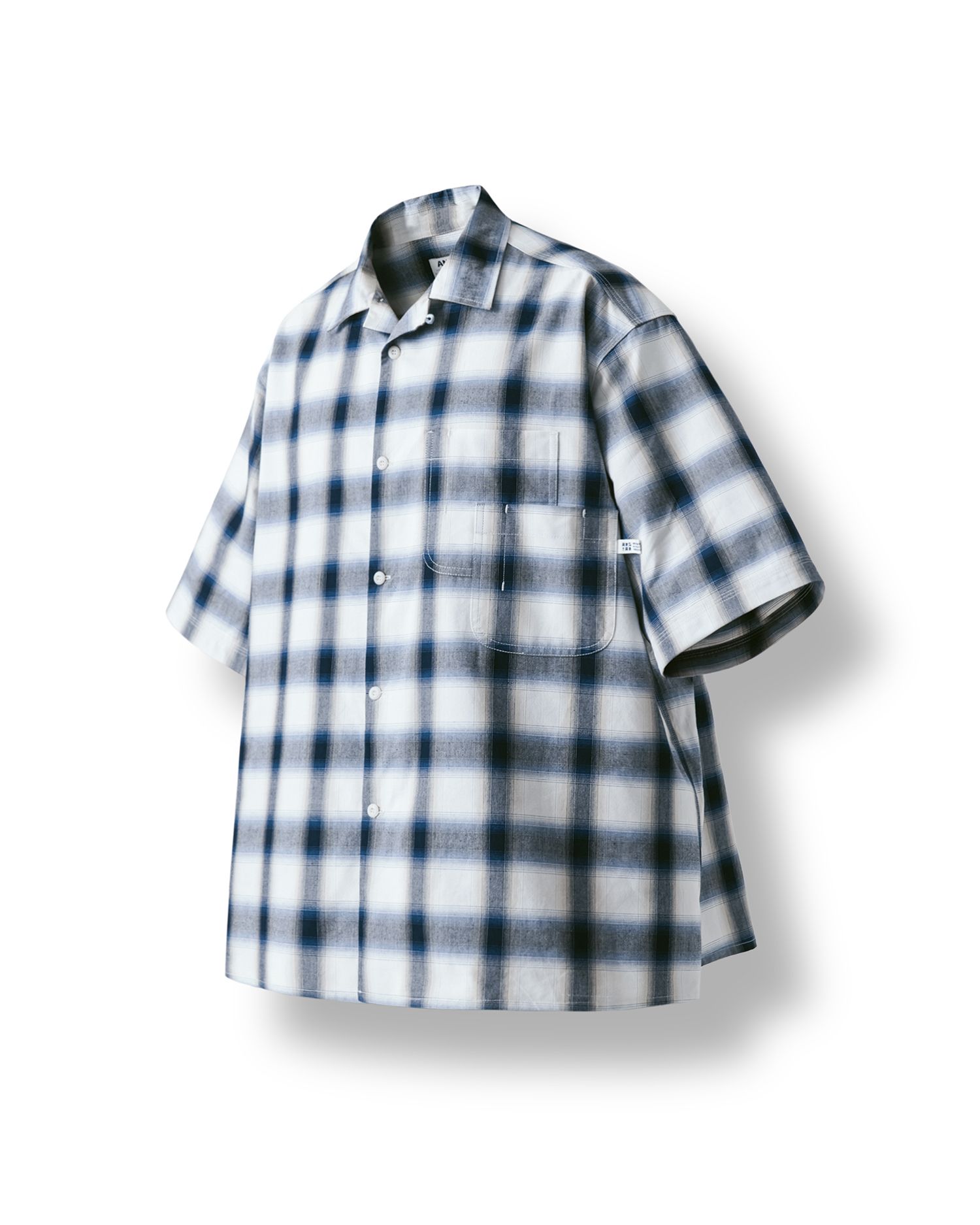 MUSINSA | ANGLAN Ombre Open Collar half Shirt - Check