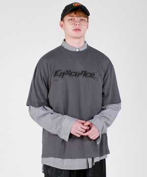 애시드 로고 오버핏 티셔츠 그레이