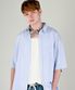 스트라이프 오버핏 반팔 셔츠 블루