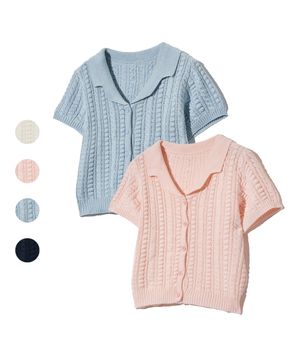 85-VIVAJ024 케이블 오픈 카라 니트 가디건 4 color