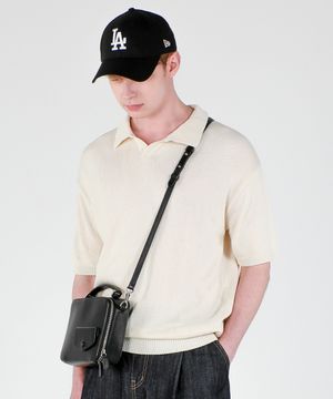 워셔블 카라넥 반팔 니트 크림