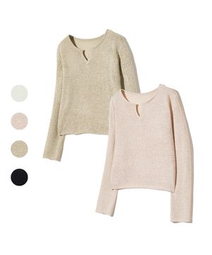 85-VIVAJ027 매쉬 크롭 오픈 카라 니트 4 color