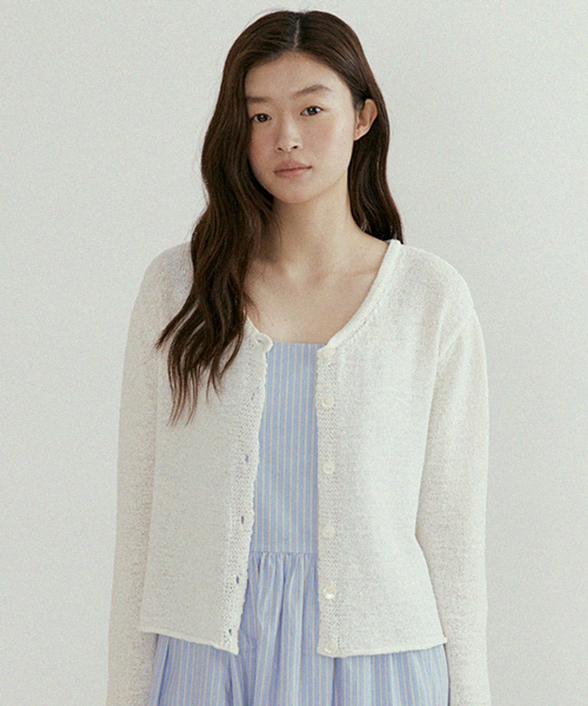 링서울(LINGSEOUL) linen blended knit cardigan-ivory
