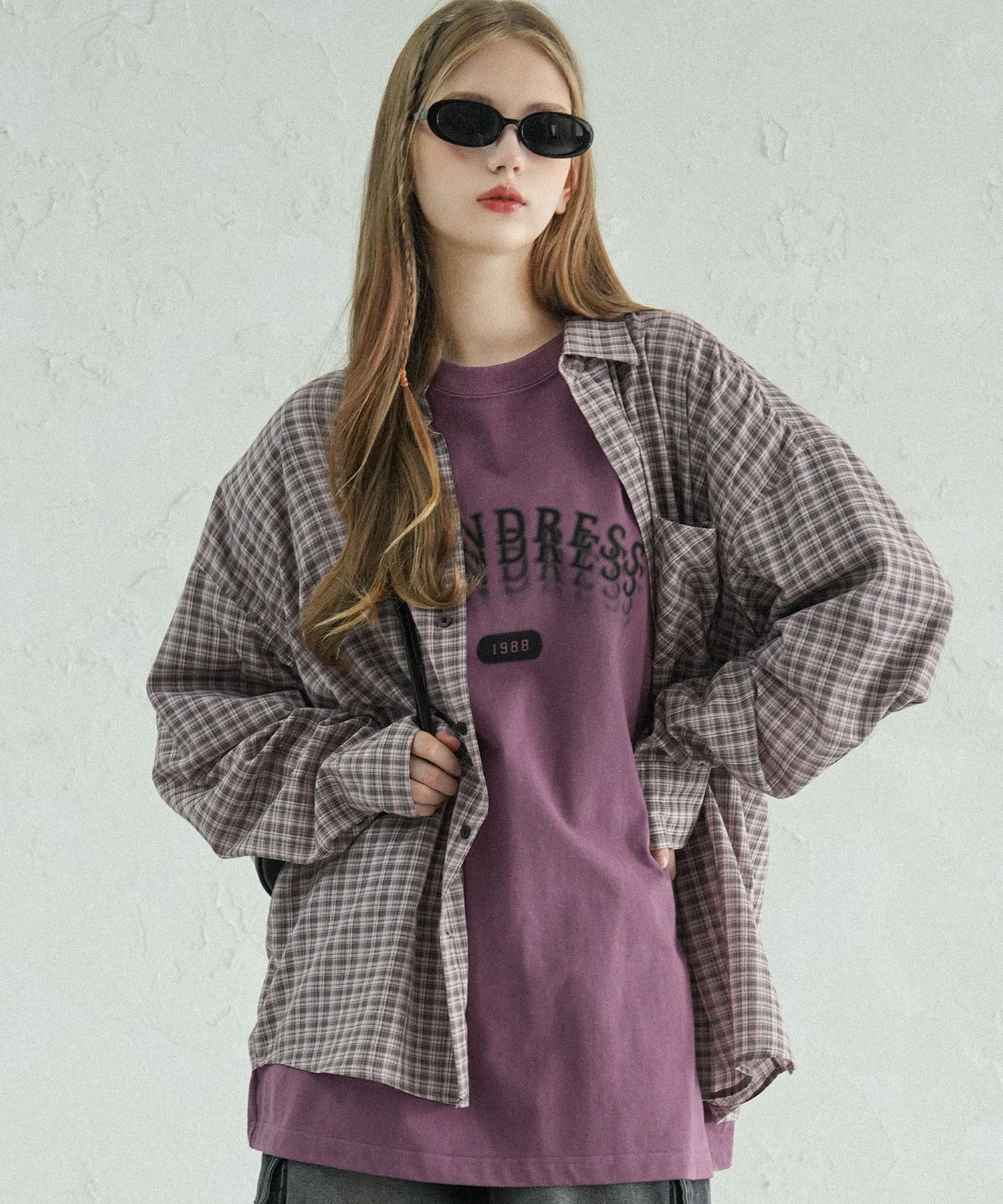 MUSINSA公式 | AVANDRESS OL Overfit Check Shirt PINK
