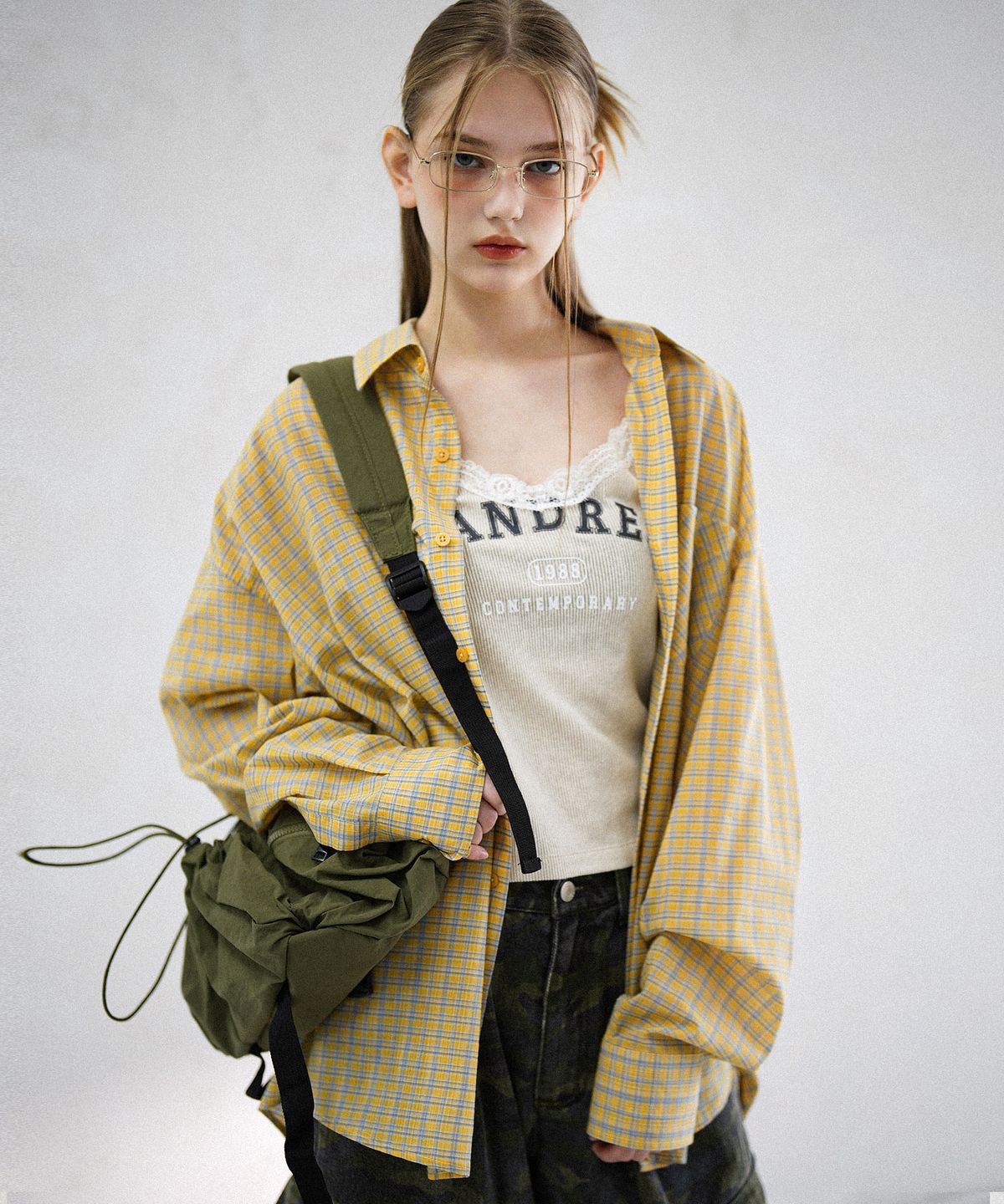 어반드레스(AVANDRESS) OL Overfit Check Shirt YELLOW