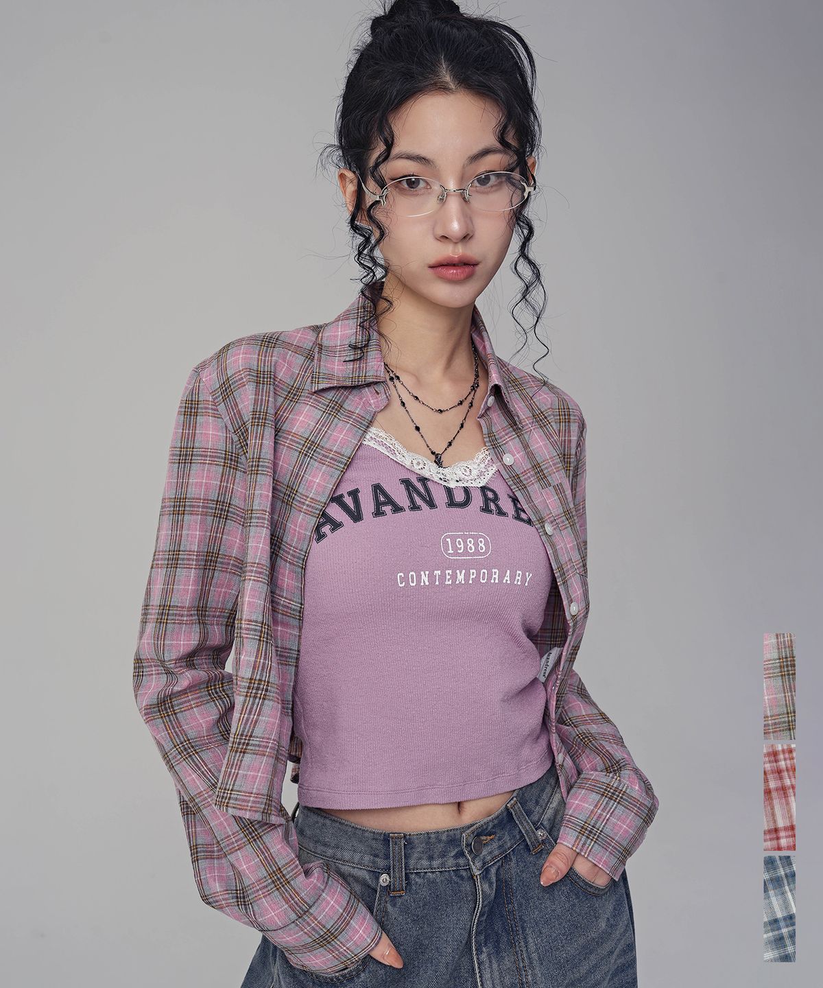 어반드레스(AVANDRESS) Slender Check Shirt PINK