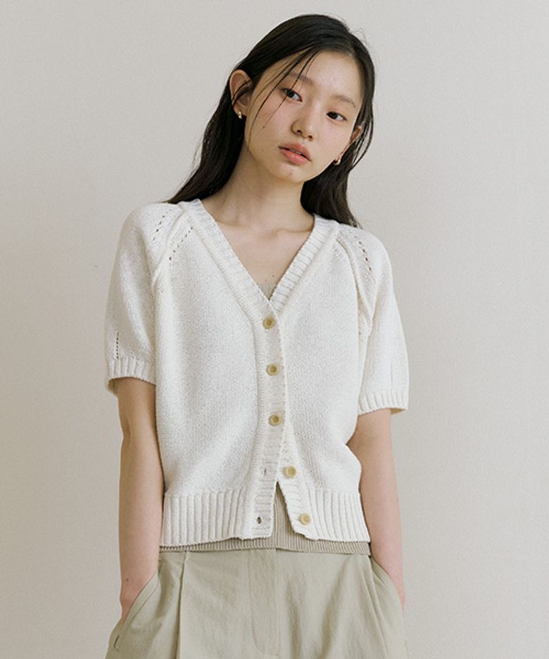 hanji blended v-neck knit-ivory