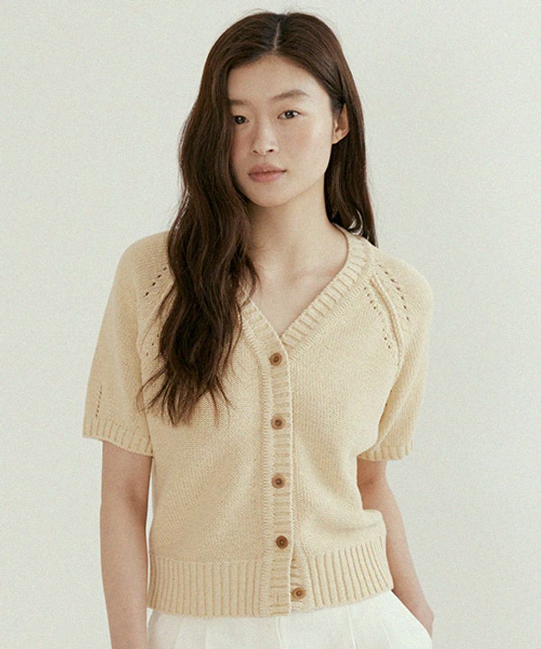 hanji blended v-neck knit-beige
