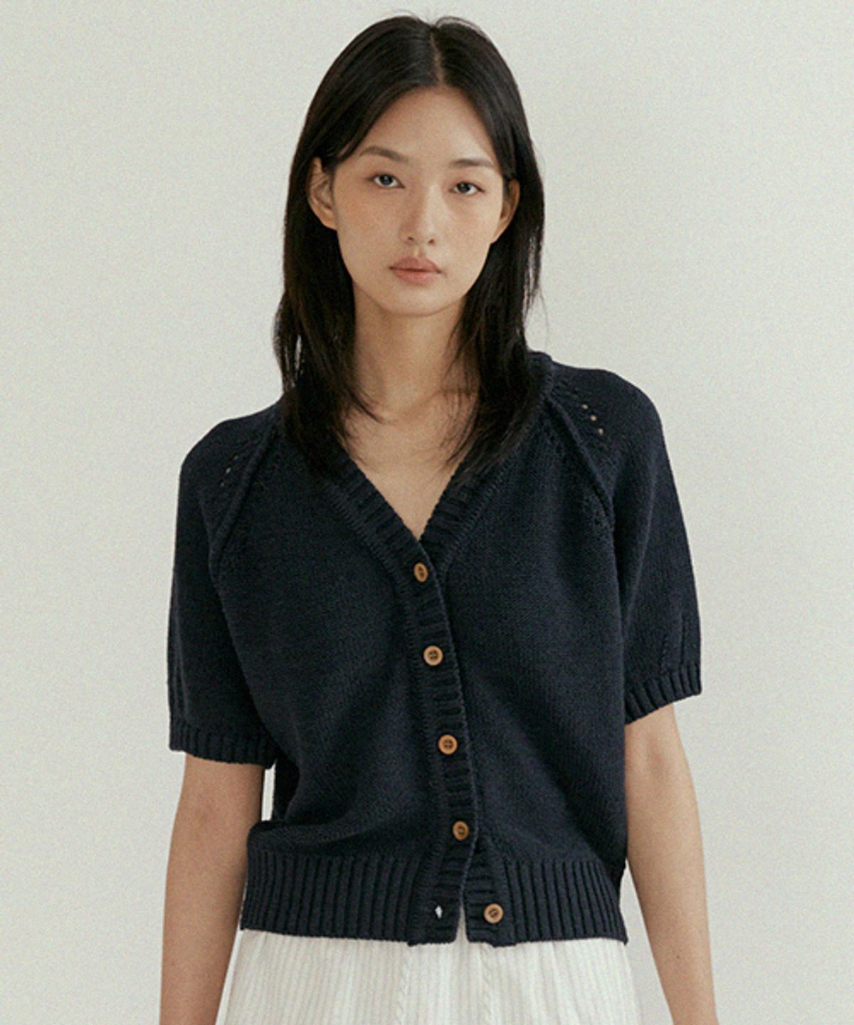 링서울(LINGSEOUL) hanji blended v-neck knit-navy