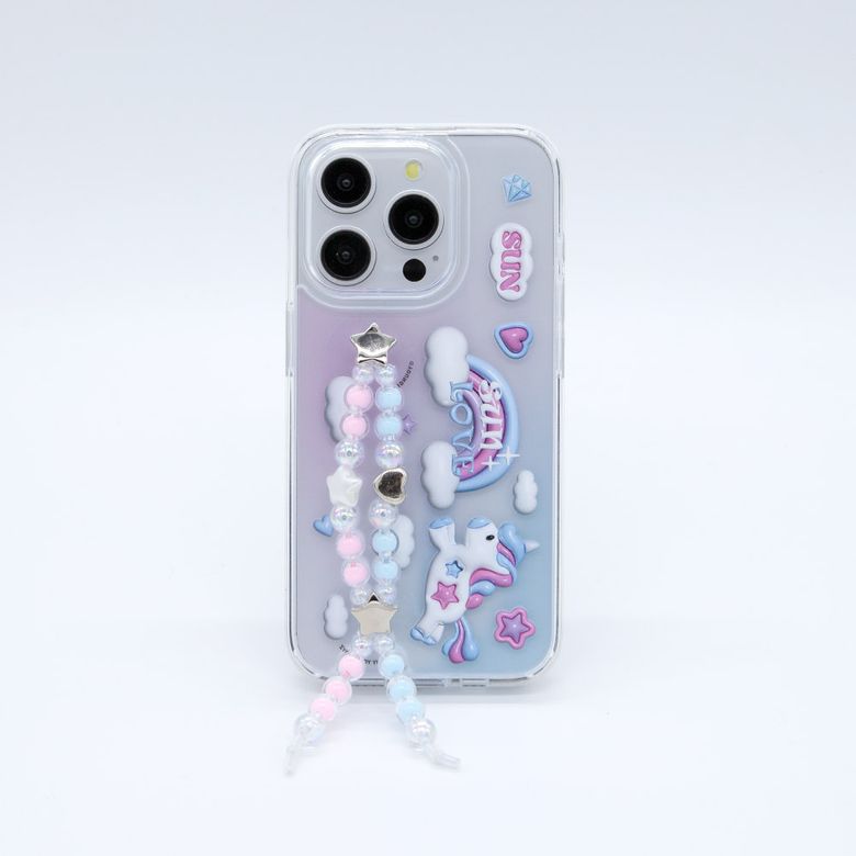 SUN CASE CLEAR UNICON BEADS BLUE