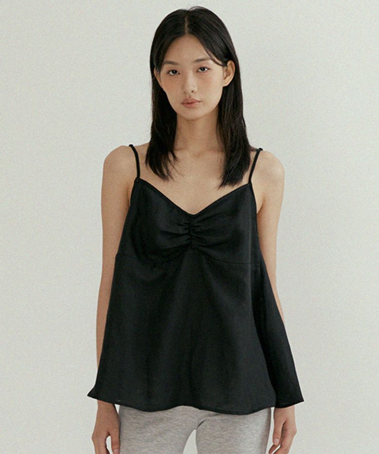 linen bamboo blended sleeveless-black