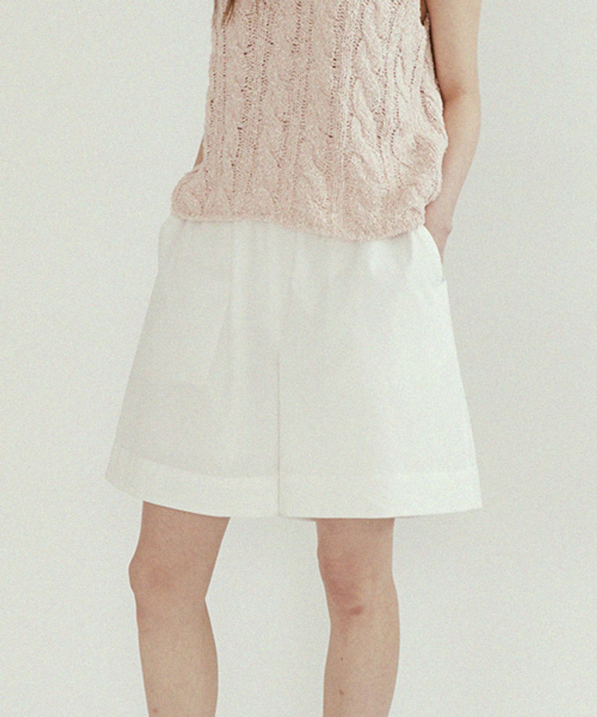 링서울(LINGSEOUL) wide half banded pants-ivory