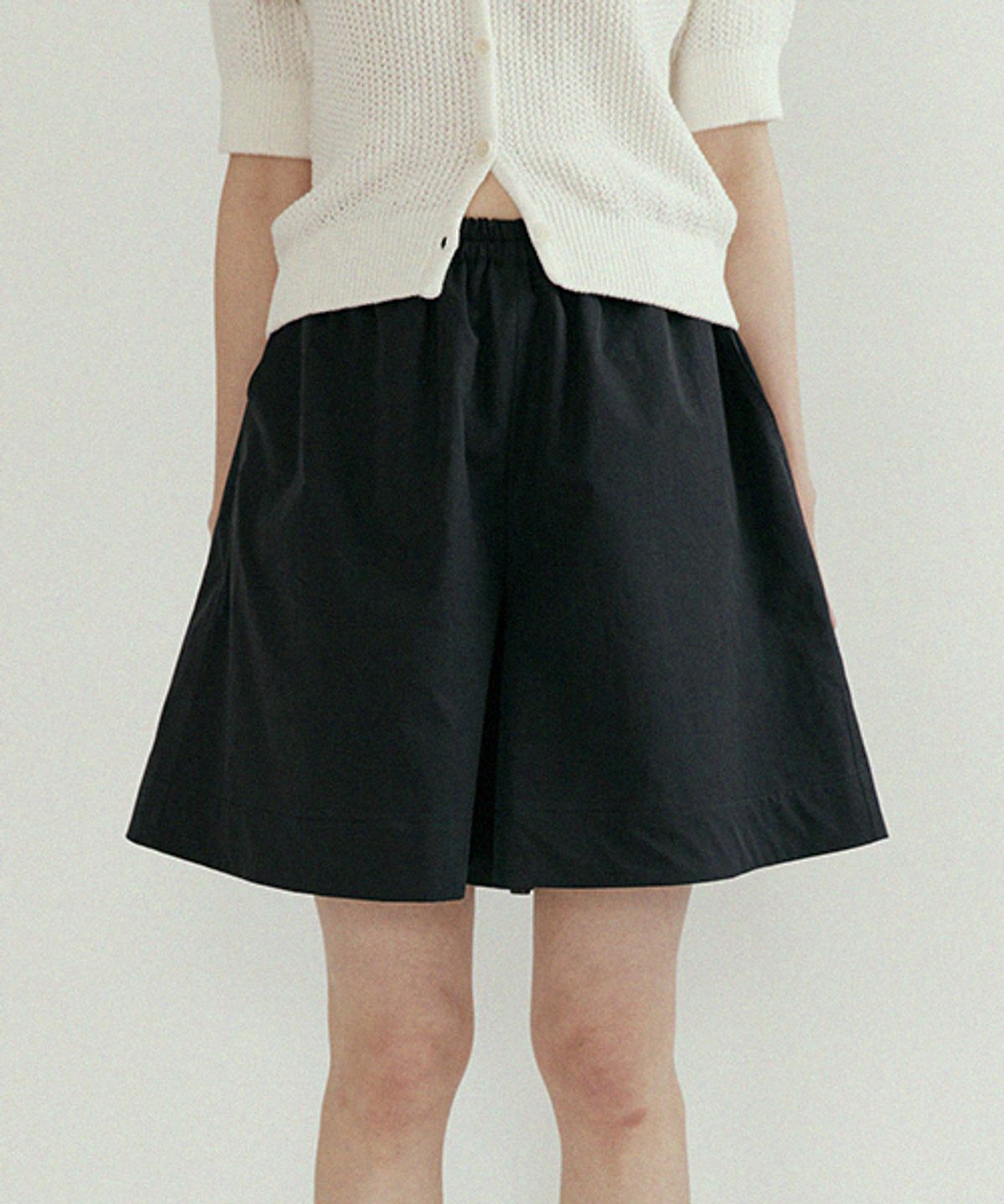 링서울(LINGSEOUL) wide half banded pants-black