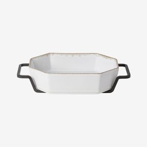 루지아 화이트 35cm 8각 오븐접시 메탈홀더세트