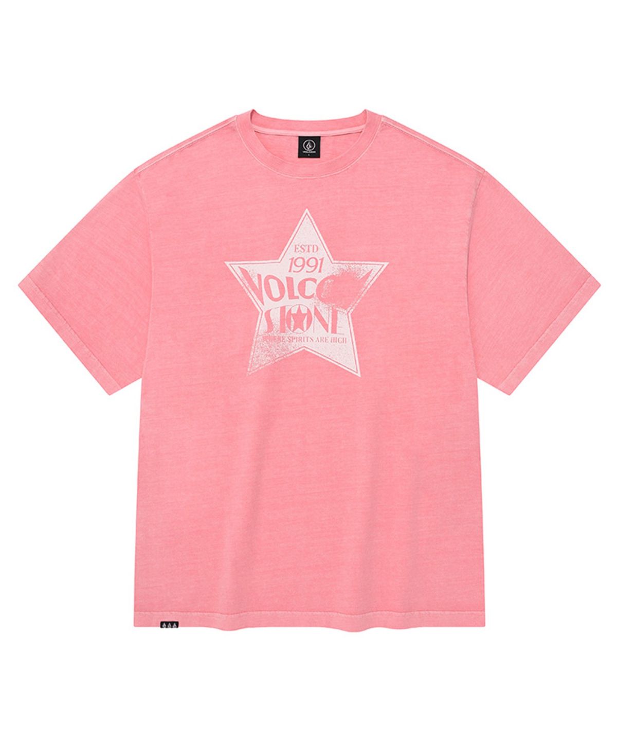 볼컴(VOLCOM) 피그먼트다잉 스타 오버핏 반팔 티셔츠(딥 핑크)
