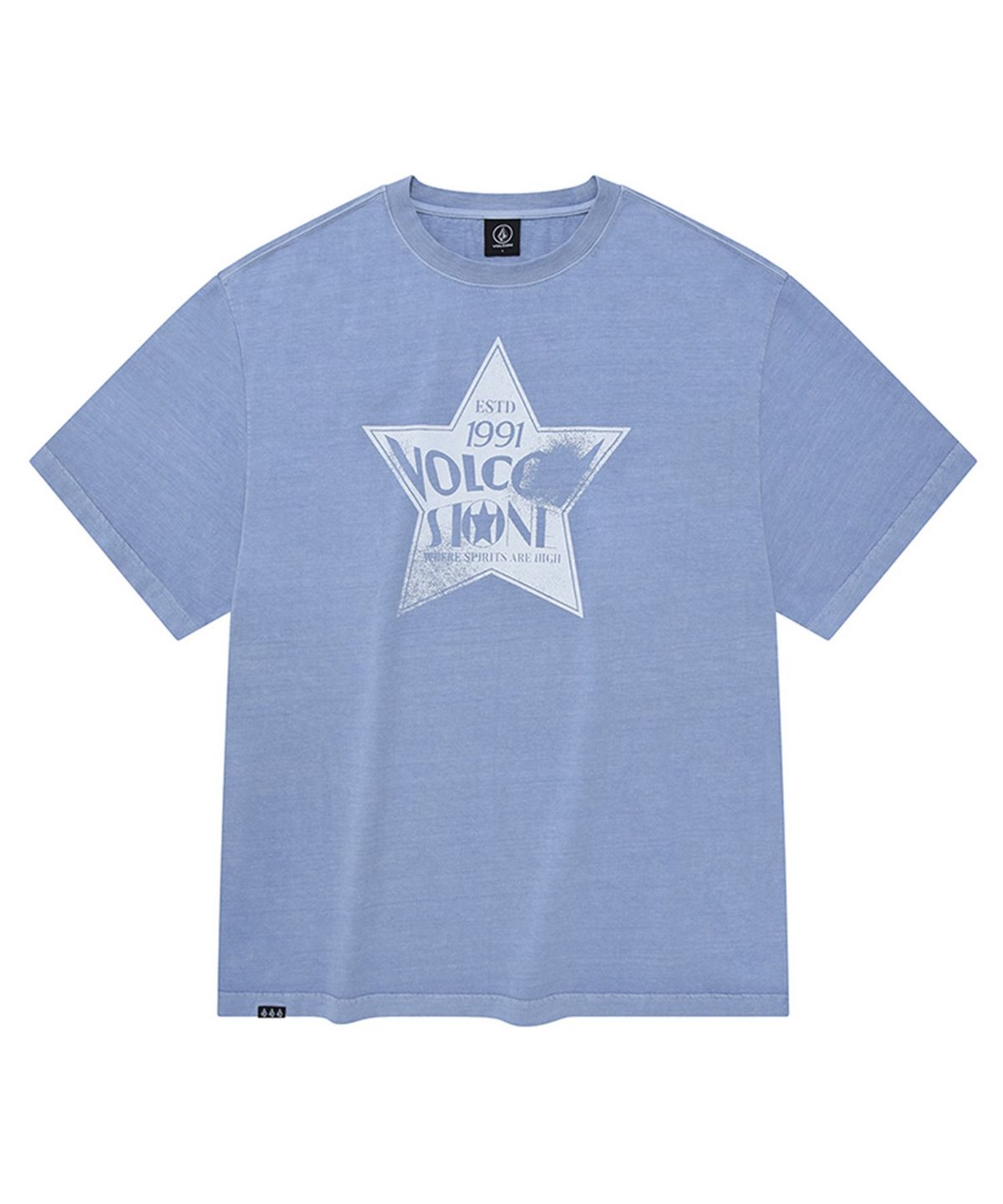 볼컴(VOLCOM) 피그먼트다잉 스타 오버핏 반팔 티셔츠(차콜 그레이)