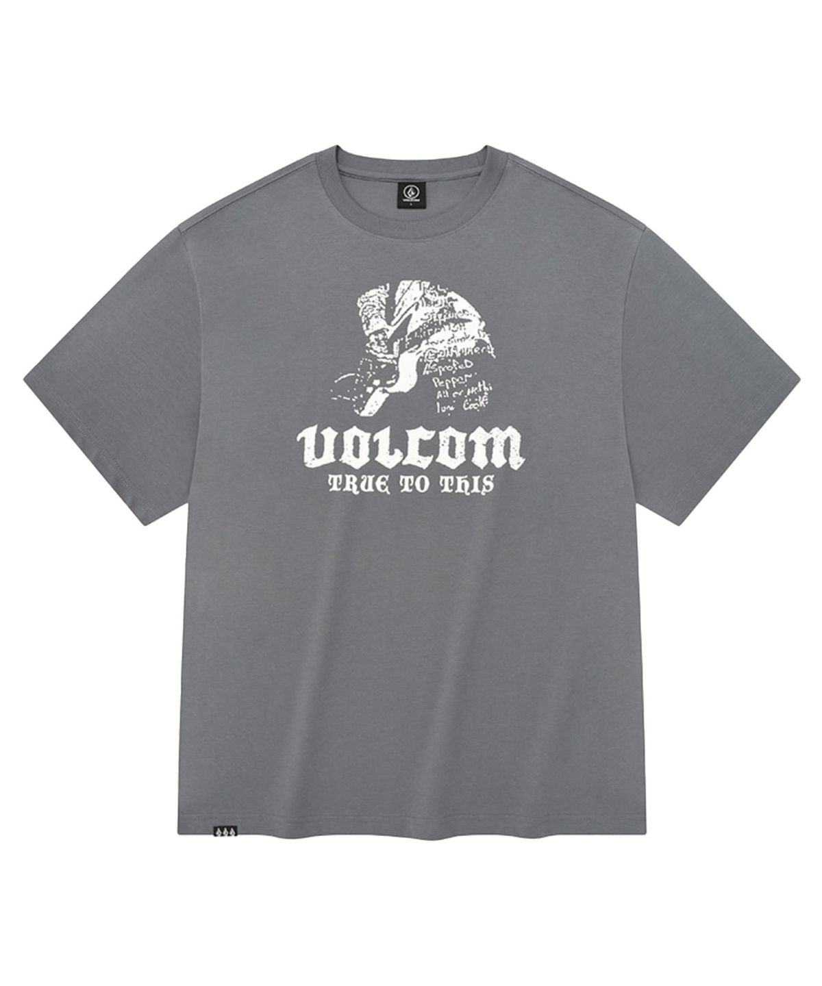 볼컴(VOLCOM) 기타리스트 오버핏 반팔 티셔츠(차콜 그레이)