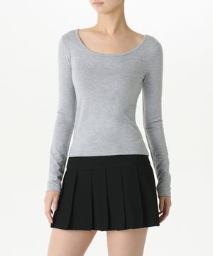우먼즈 텐셀 슬림 발레리나 긴소매 티셔츠 [미디엄 그레이]