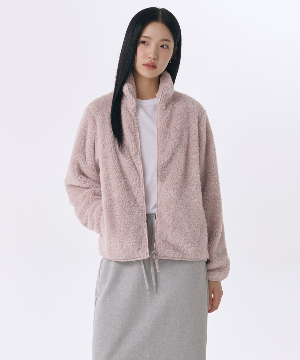 무신사 스탠다드 우먼(MUSINSA STANDARD WOMAN) 우먼즈 샤기 플리스 집업 재킷 [라이트 핑크]