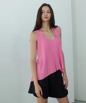Back Open Ribbon Knit Pink