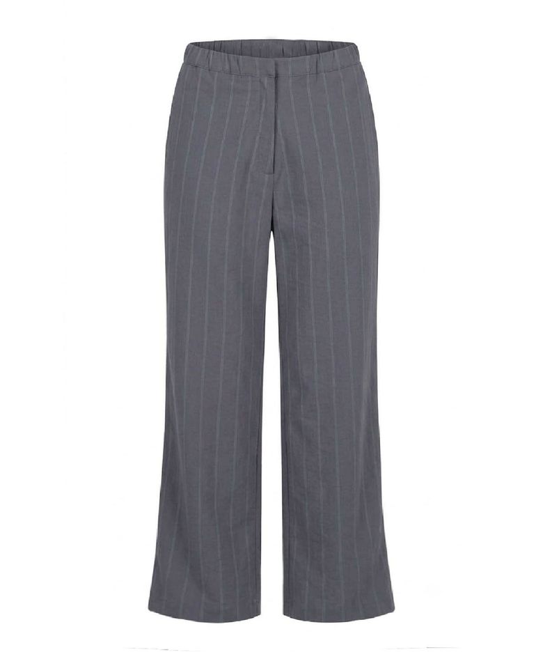 Stripe Straight Slacks - Charcoal