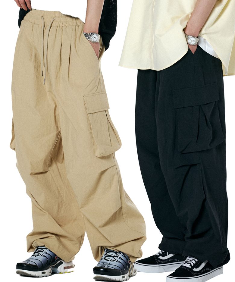[2PACK]카고 턱 스트링 통와이드팬츠